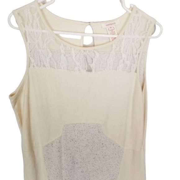 Sundance Womens M Ivory French Terry Knit Lace Sle - Picture 3 of 9